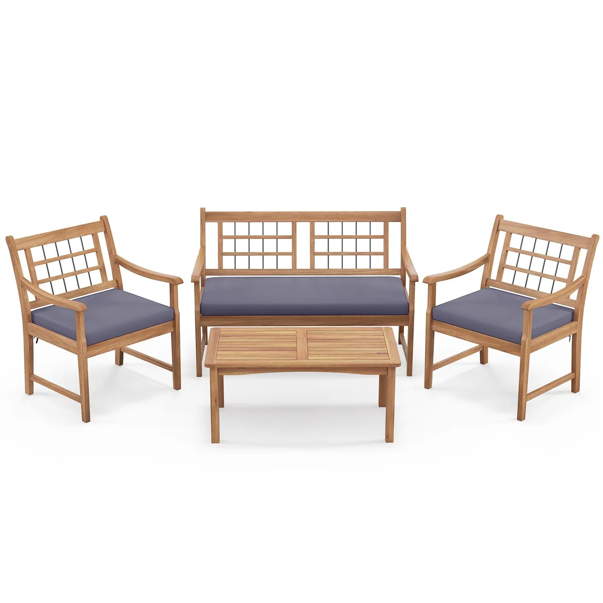 SlickBlue SlickBlue 4-Piece Acacia Patio Set Grey/Off-White — product photo