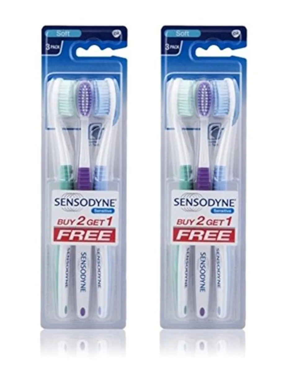 Two white manual toothbrush packs side by side