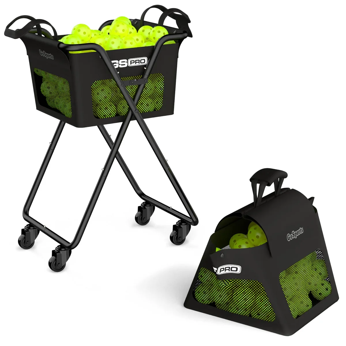  Pickleball Ball Caddy PICKLE-CART-01-BLACK Black 140 Pickleballs 175 Tennis Balls — product photo