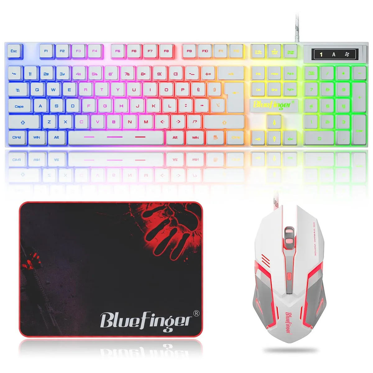 Redragon RGB Gaming Keyboard and Mouse Combo, 104 Keys, White — product photo