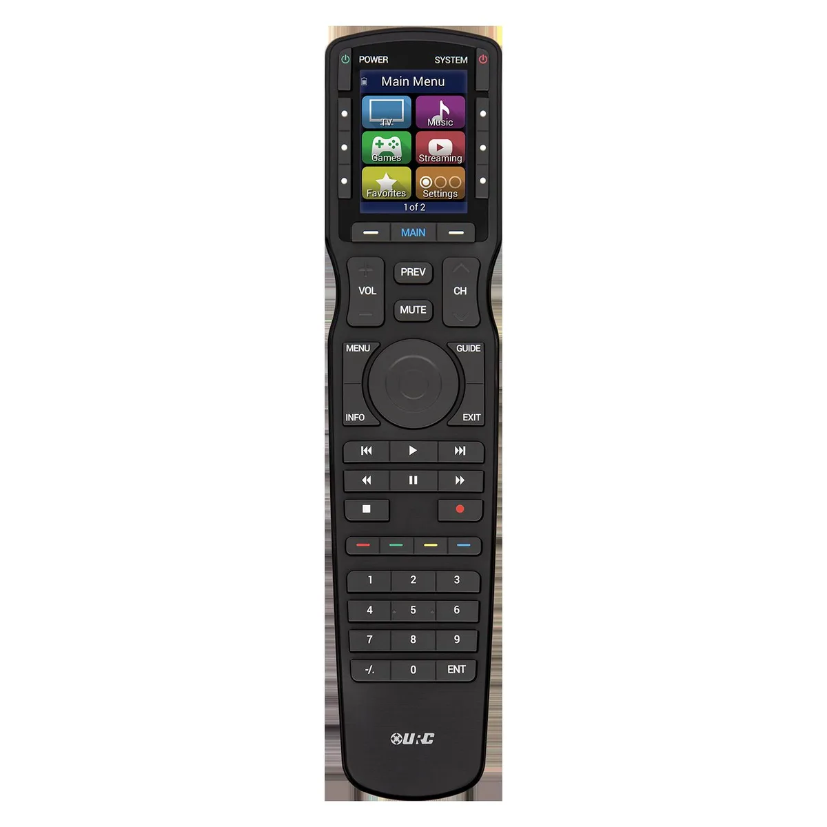 Black handheld remote with 2-inch color LCD screen and MX-790 model marking
