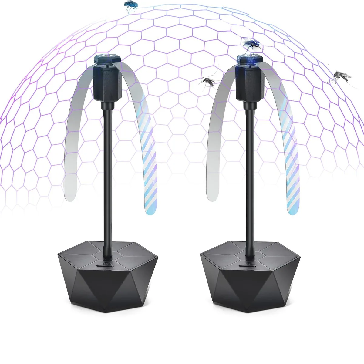 Black foldable table-top fly spinner with holographic blades
