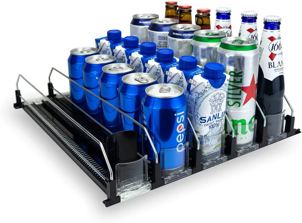 hometeczone hometeczone Drink Organizer 5 Row Black Adjustable Width 25 Can Storage — product photo
