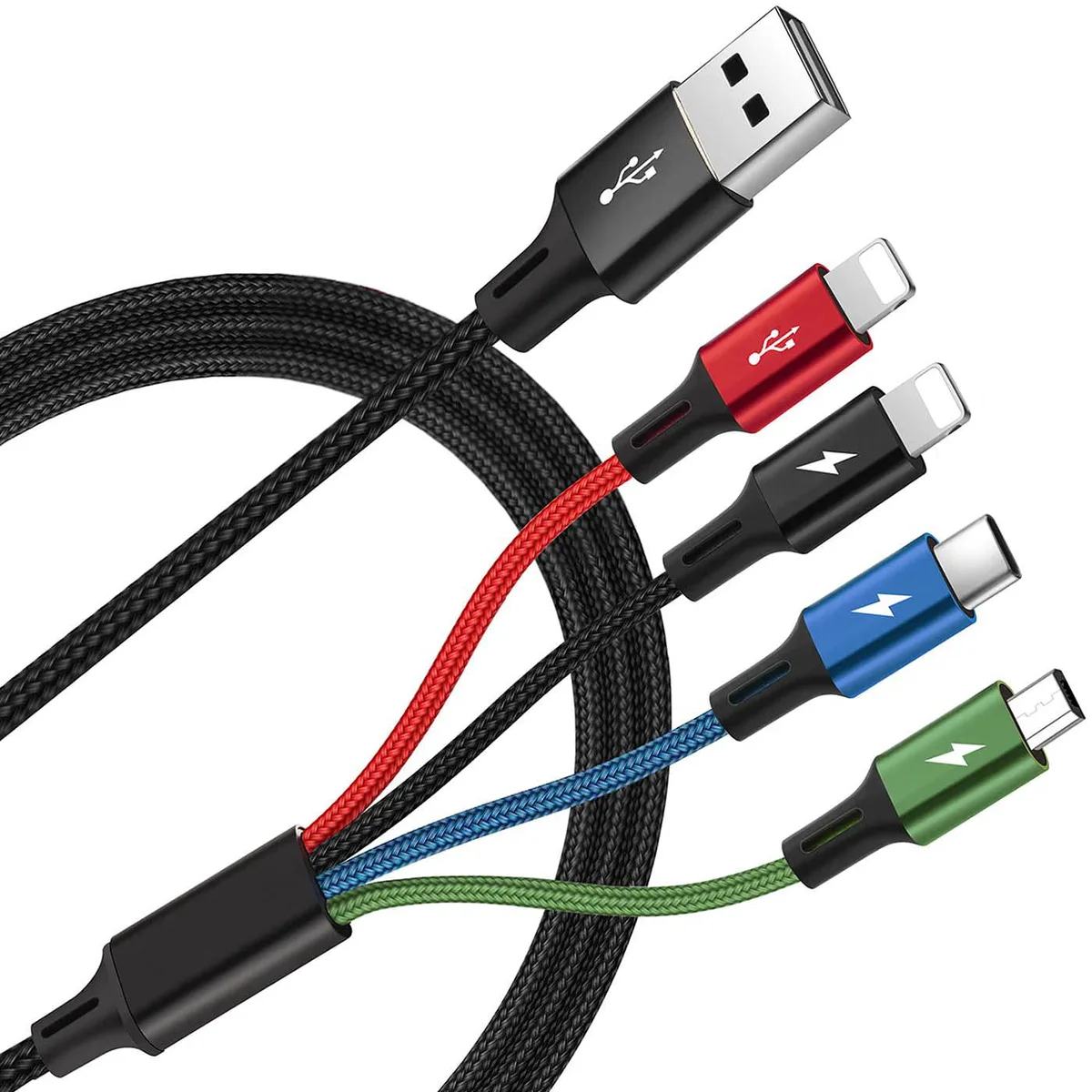 globalcrown globalcrown 4-in-1 Nylon Braided Cable 2-Pack 1.8m 3.5A — product photo