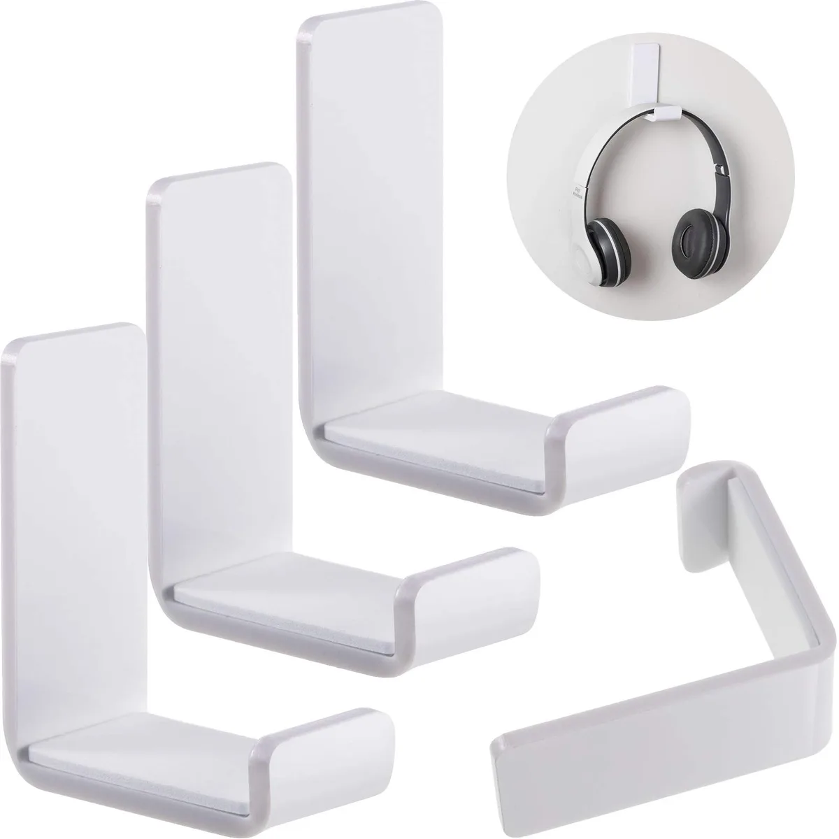  Weewooday Acrylic Headphone Hook 4-Pack White 4.72 x 2.76 x 1.38 in — product photo