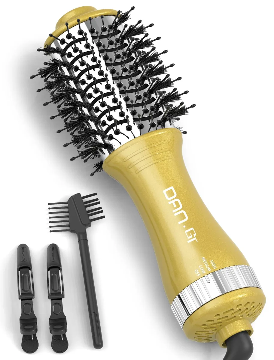 Gold oval hot air brush with swivel cord