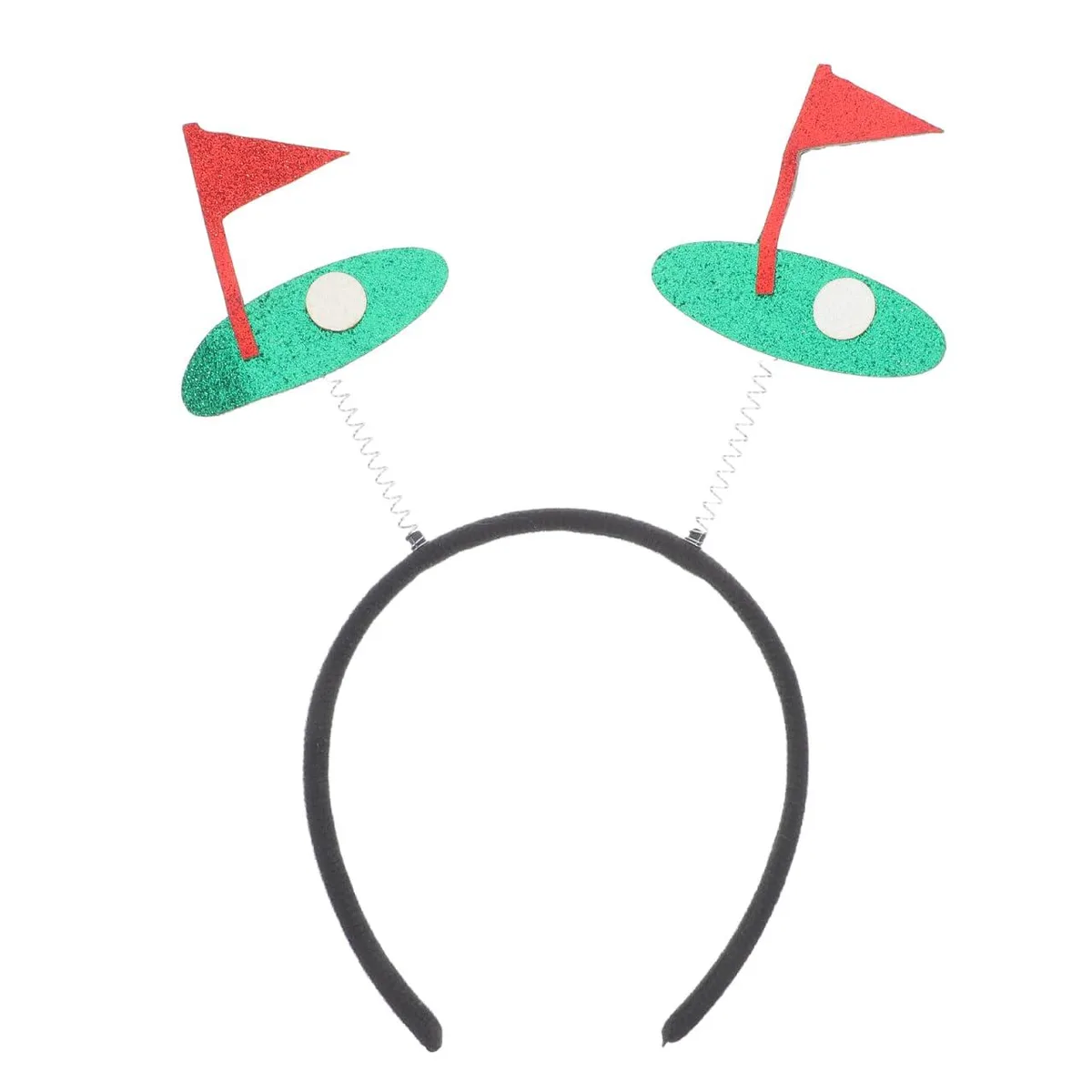 Glitter golf-themed headband with metal ball accents, one size fits all