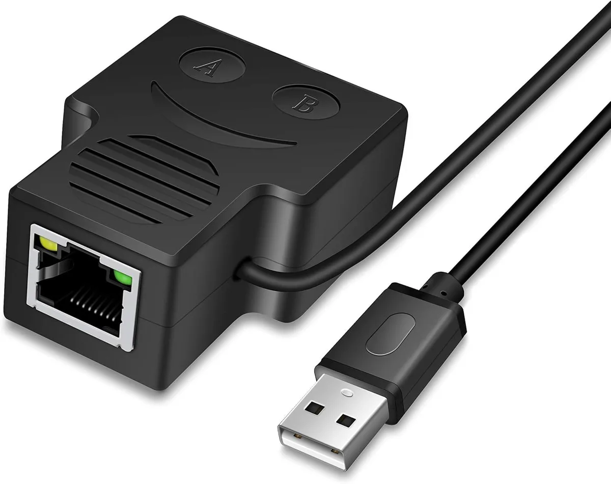 KINGARD KINGARD RJ45 1 to 2 Ethernet Splitter 10/100Mbps USB Powered — product photo