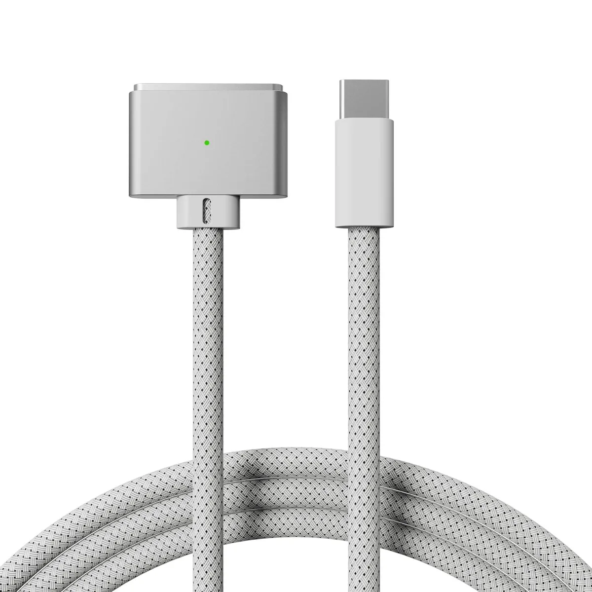 White nylon braided USB-C to Magnetic 3 cable 6.6 ft