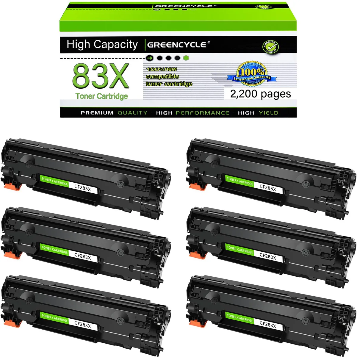 GREENCYCLE GREENCYCLE CF283X toner cartridge 6-pack black 2400 pages — product photo