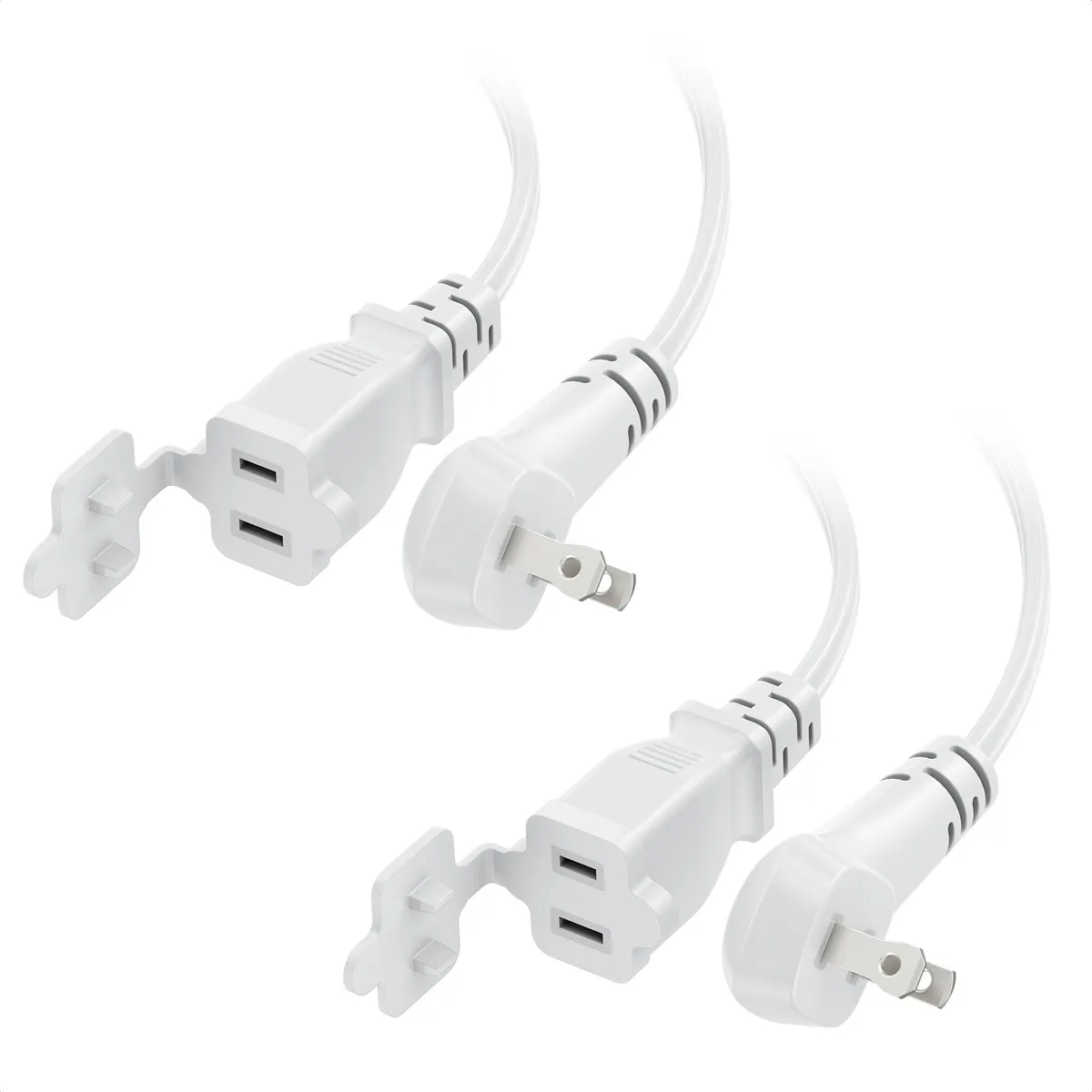 Cable Matters 400143 2-Pack 6ft White 2-Prong Extension Cord 13A 1625W 16 AWG ETL — product photo