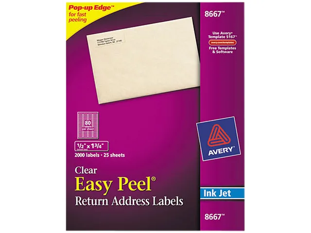 Avery Avery 8667 Matte Clear Address Labels .50" x 1.75" 2000 mailing supply — product photo