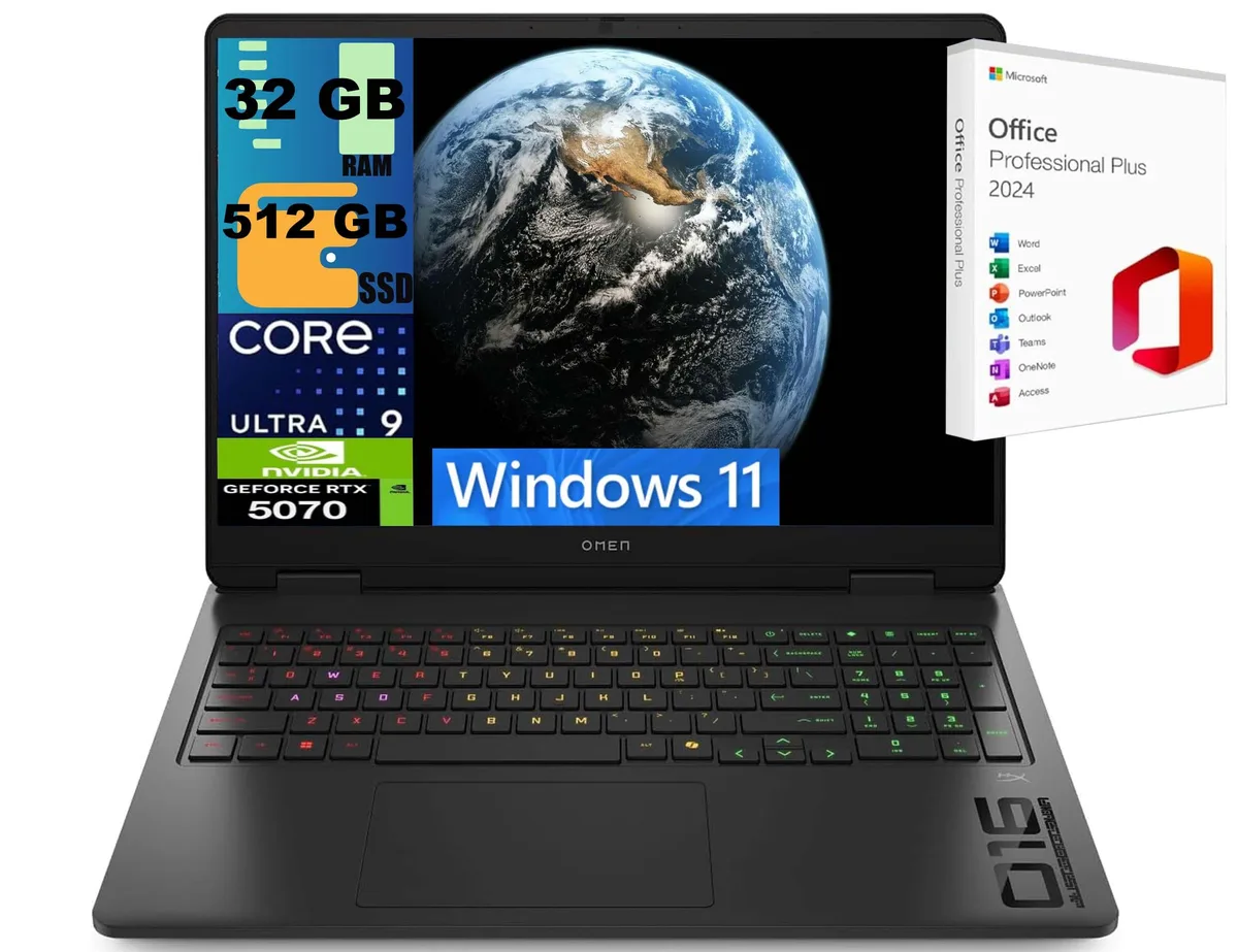 HP HP OMEN 16 Raider Gaming Laptop 16.1 WQXGA 240Hz Ultra 9 285H RTX 5070 32GB 512GB — product photo
