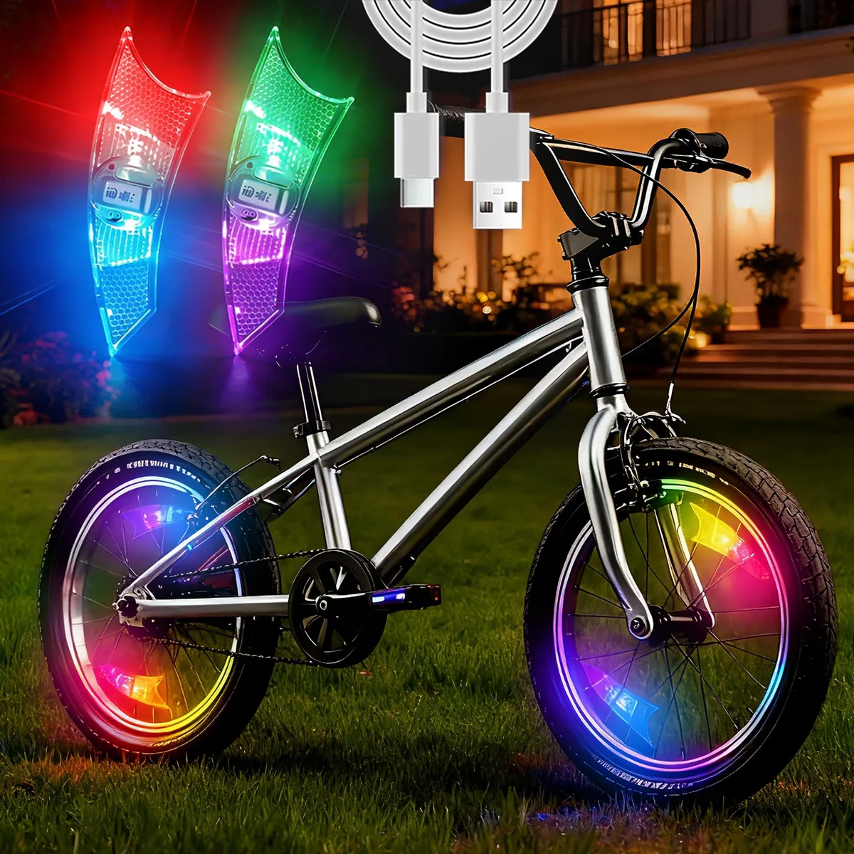  Hollywood Racks Bike Wheel Lights 2 Pack Color Morphing .5h 12h 14-29in — product photo