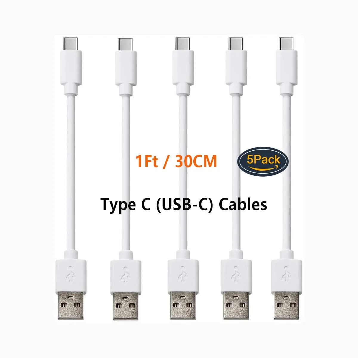 Pezin &amp; Hulin Pezin &amp; Hulin USB to Type-C cables 5-pack 30 cm white — product photo