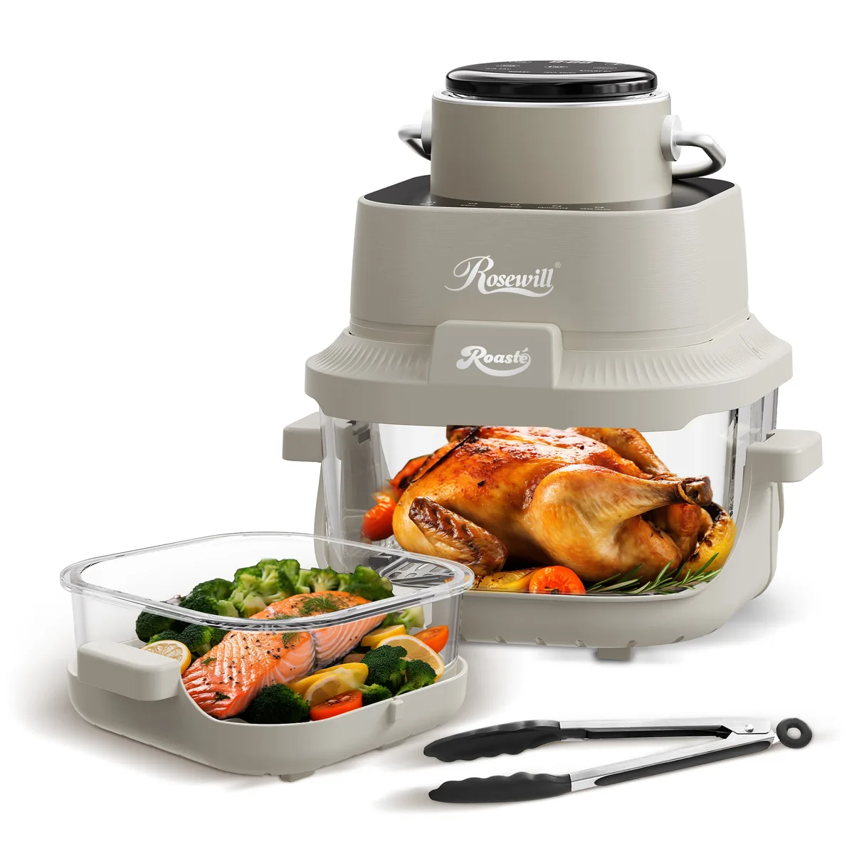 Rosewill Rosewill RHAF-26001WH 5.5QT & 1.6QT Glass Air Fryer 1500W Off-white — product photo