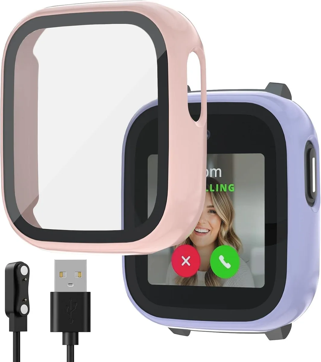 ETEIZU ETEIZU Cosmo JrTrack 5 Screen Protector 2-Pack Bumper Case Tempered Glass Pink Purple accessory — product photo