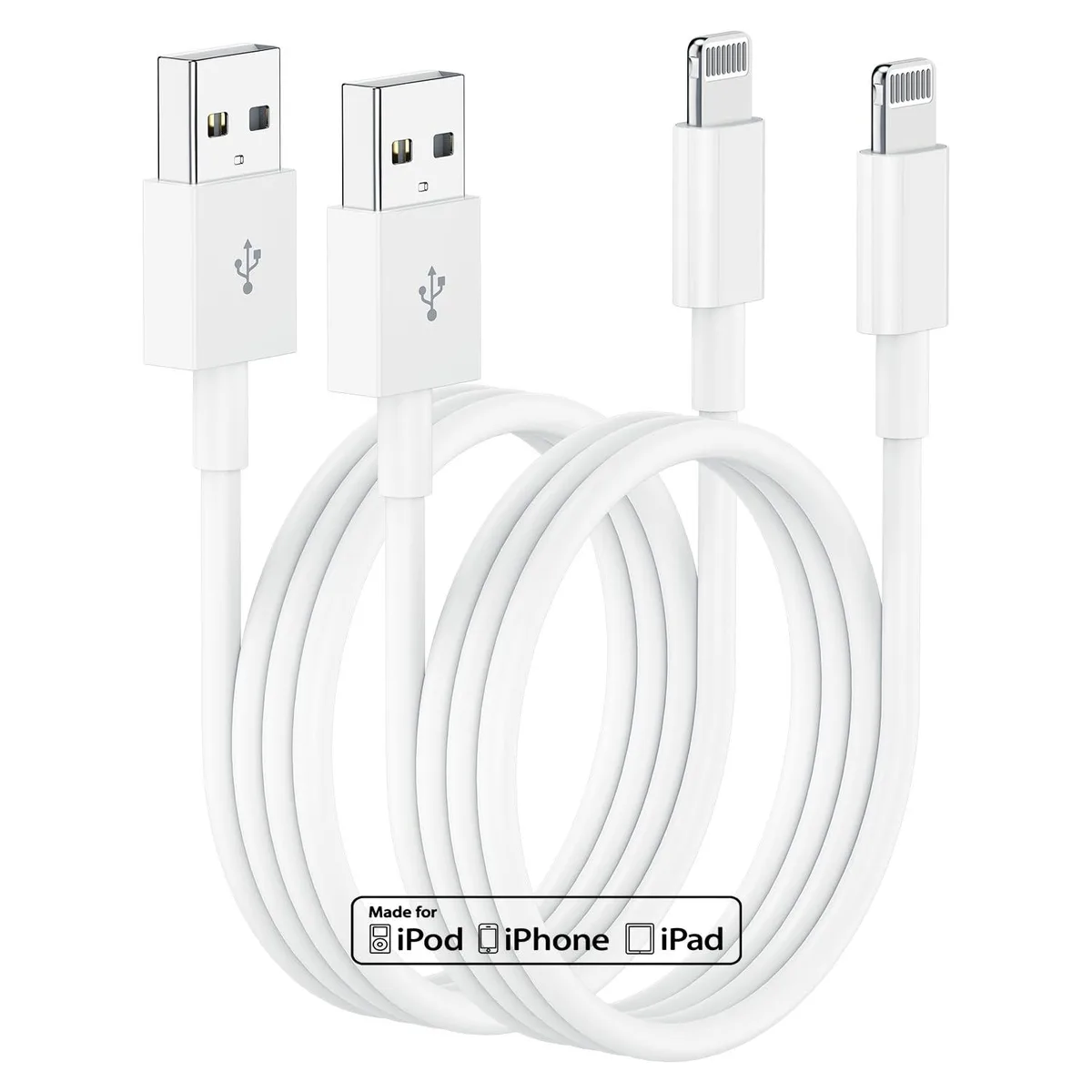  pukerehab 10 ft Lightning to USB Cable White 2.4A — product photo