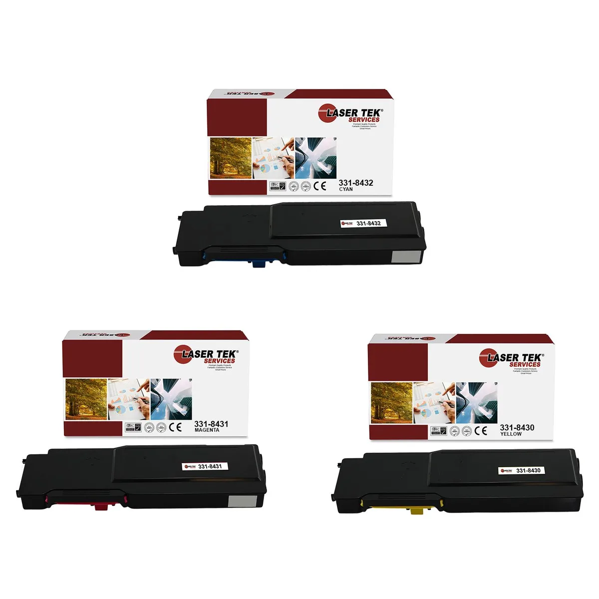 Laser Tek Services Laser Tek Services 331-8432 Cyan Magenta Yellow 3-pack toner cartridge — product photo