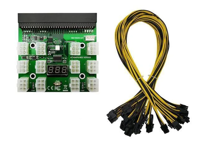 SXDOOL SXDOOL Ver005 GPU Mining Breakout Board + 12x 6-Pin to 6+2Pin PCIe Cables — product photo