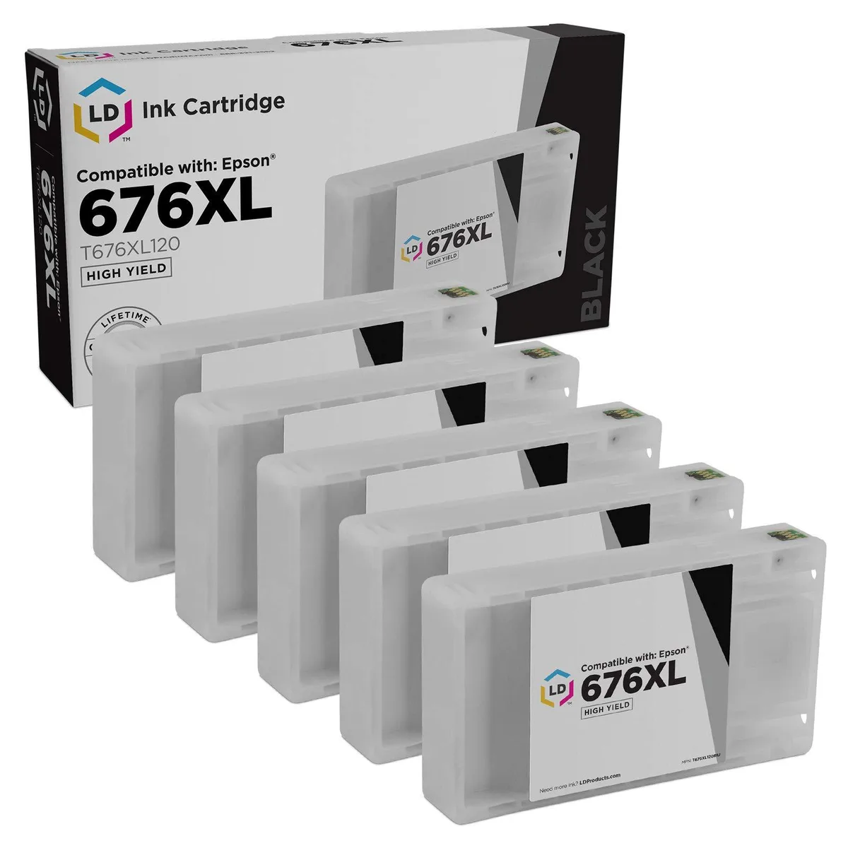 LD Products LD Products Remanufactured Ink Cartridge for Epson 676XL T676XL120 High Yield Black 5-Pack — product photo