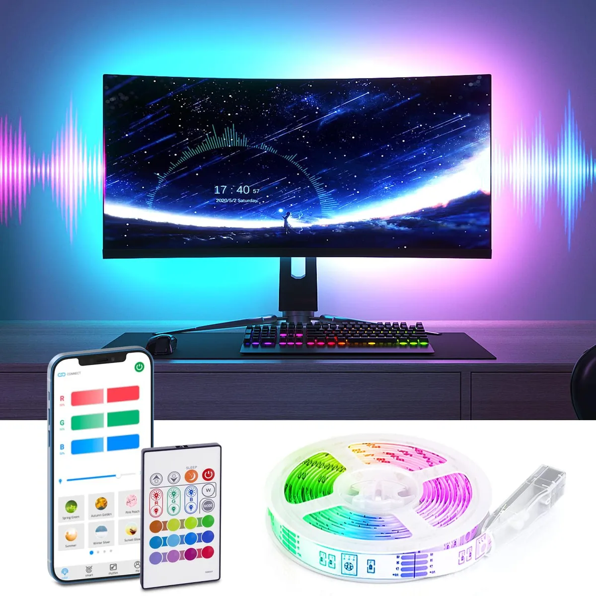  Verilux LED TV Backlight 32-58 Inch 4096 Colors 768 LEDs 8.2 ft Orange — product photo