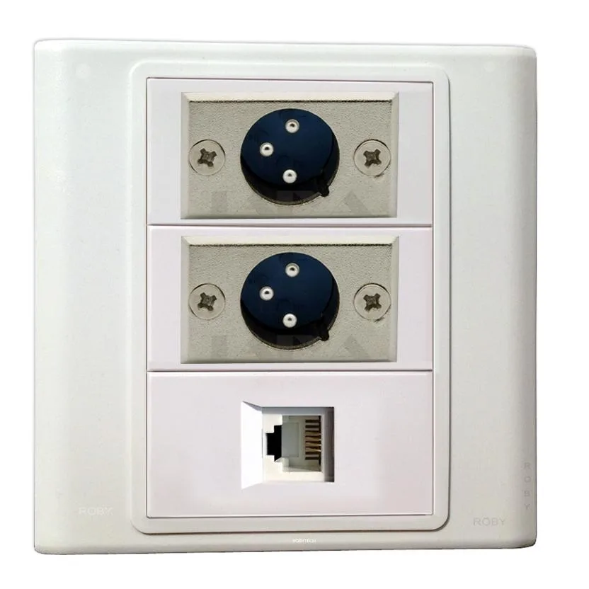 Roby Technology Co., Limited Roby Technology Co., Limited XLR RJ11 Wall Plate 2×XLR RJ-11 White 3.39"×3.39 — product photo