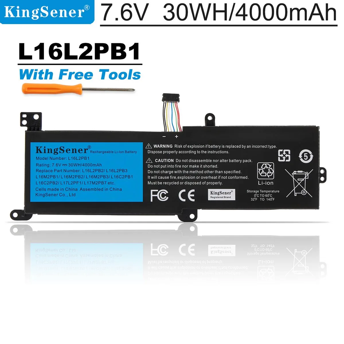 KingSener KingSener L16M2PB1 laptop battery 7.5V 4000mAh 30WH — product photo