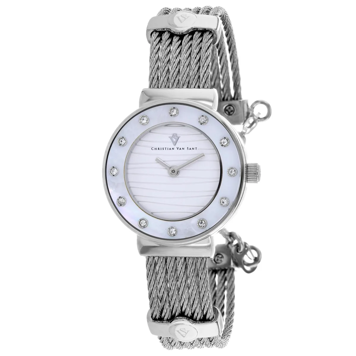 Silver dial watch with stainless steel case and bracelet