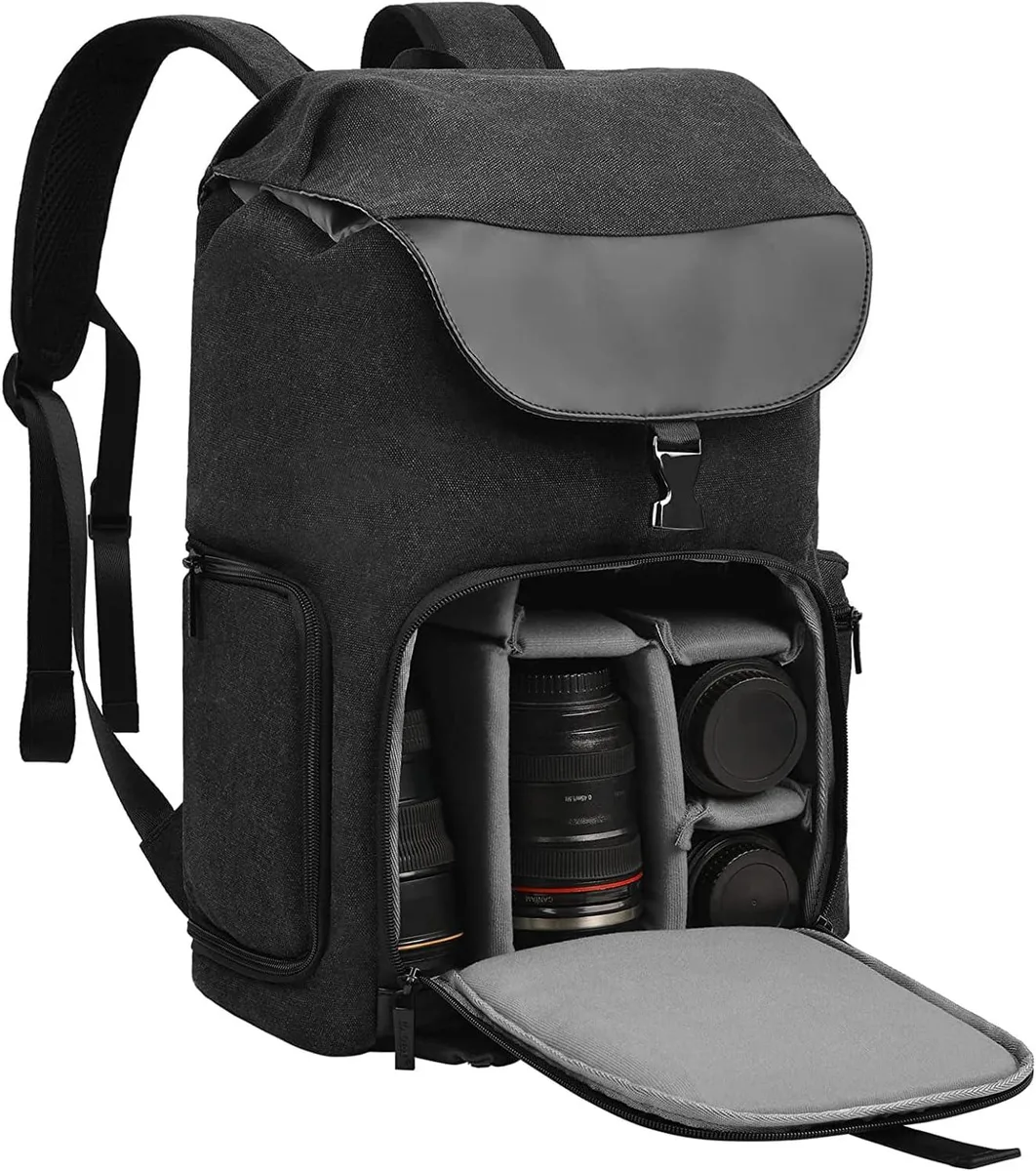 PISKEKAT PISKEKAT camera backpack waterproof canvas 14 laptop security — product photo