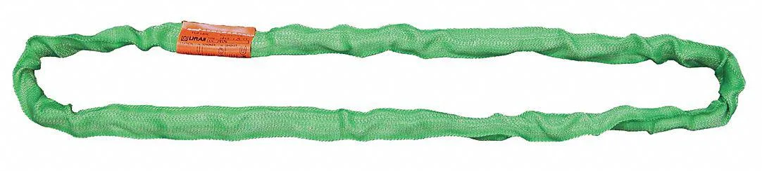 Green polyester endless round sling 16 ft long 10600 lb capacity