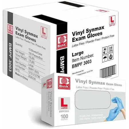 Zoro Select Zoro Select SYNMAXLC Vinyl/Nitrile Blend Gloves Blue Size L 100/Box — product photo