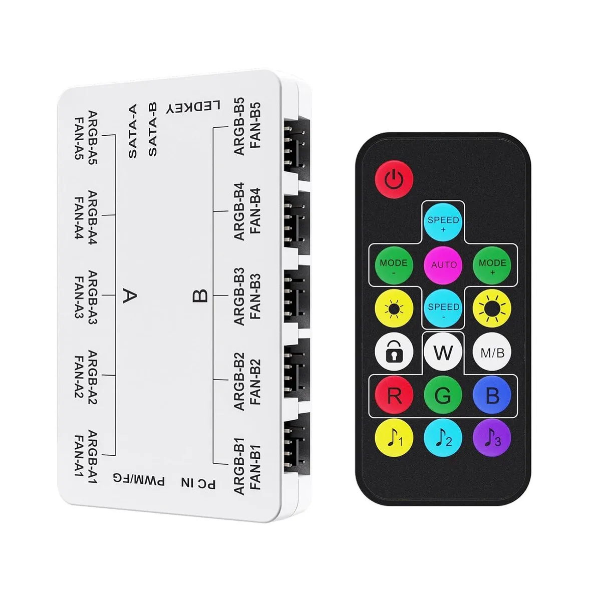 Vetroo Vetroo 20-Port Fan Hub PWM ARGB Remote White — product photo