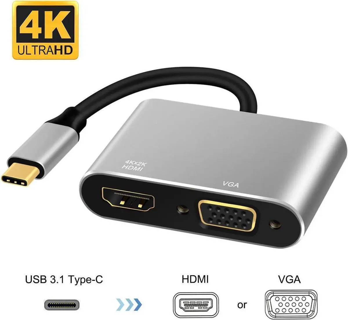 Vszerda Vszerda USB 3.1 Type-C to HDMI 4K & VGA Dual Display Adapter — product photo