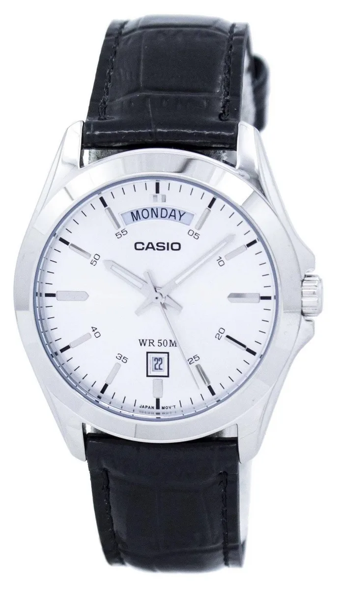 CASIO CASIO MTP-1370L-7AVDF Analog Watch Silver Dial Black Leather — product photo