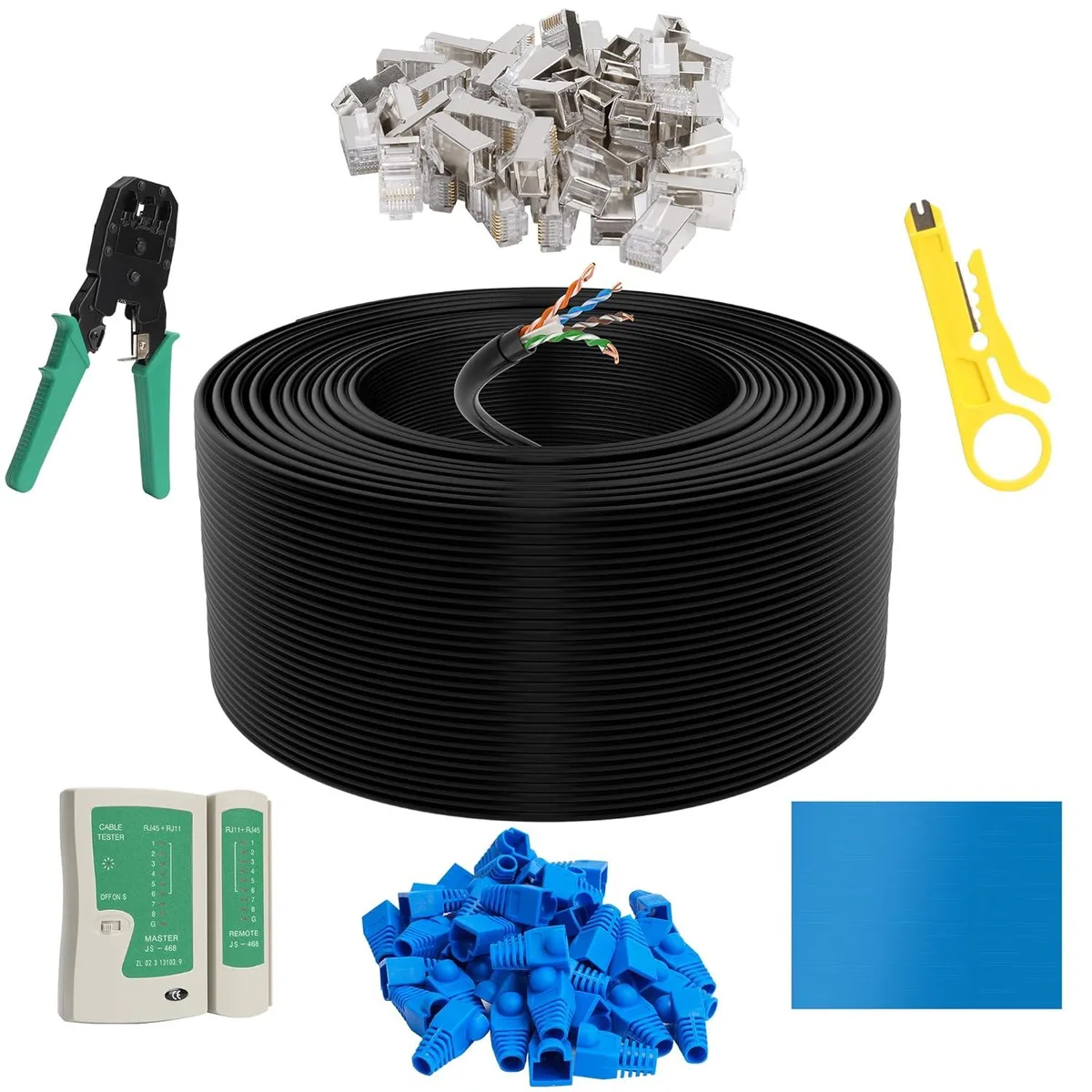 BFKK BFKK Cat6 Outdoor Ethernet Cable 1000 FT with Tool Kit — product photo