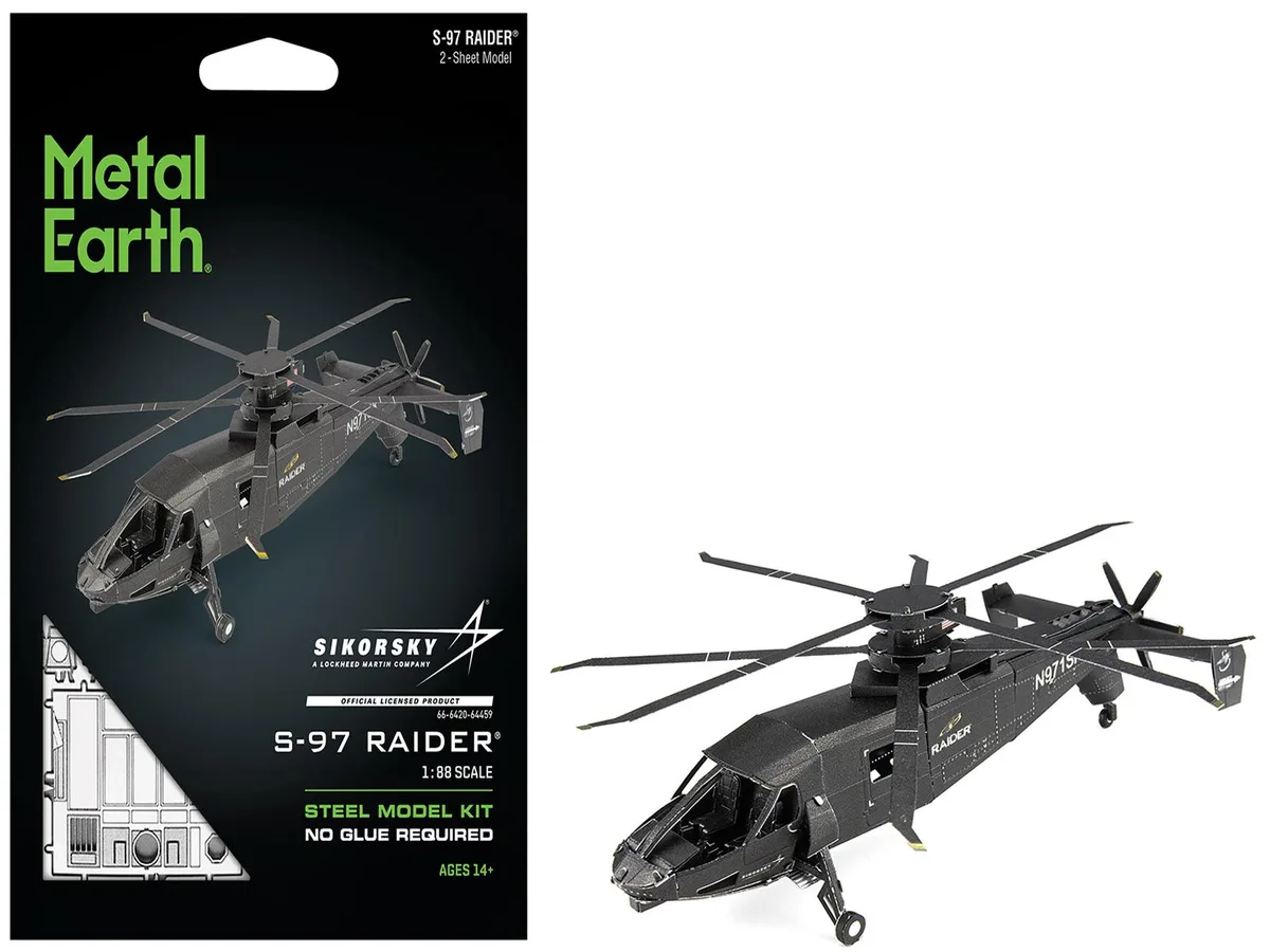 Metal Earth Metal Earth Sikorsky S-97 Raider "United States Army" Steel Model Kit 58 Parts Challenging Difficulty — product photo