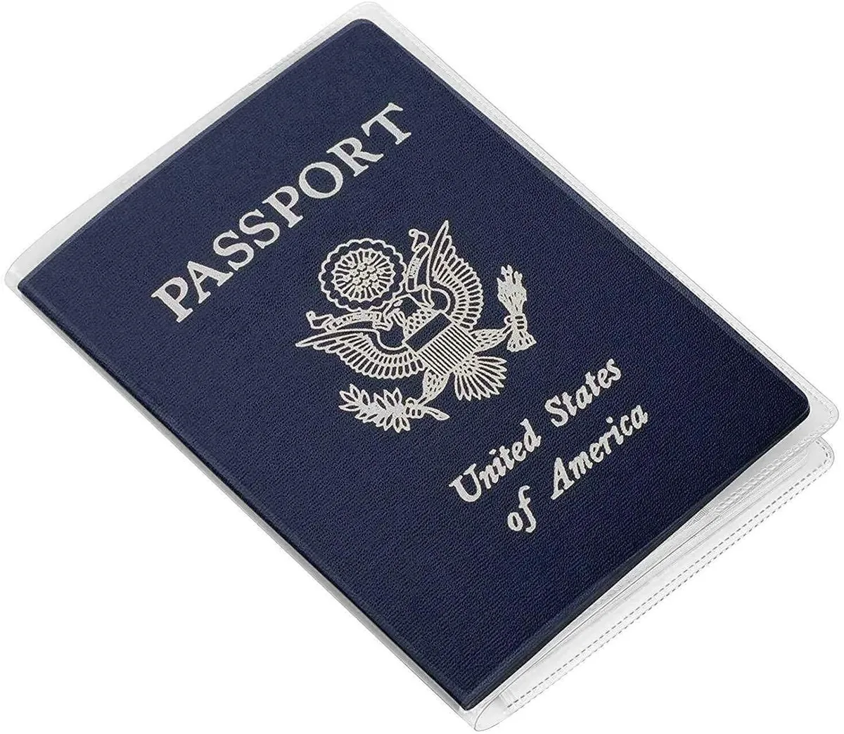 Transparent PVC passport holder with card slots, frosted finish