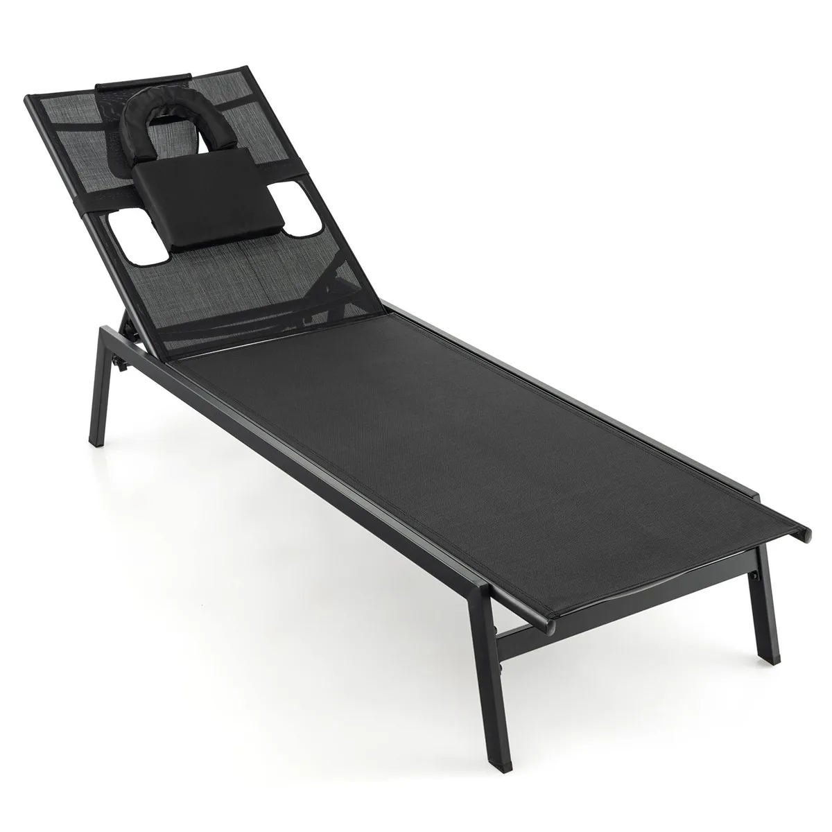 SlickBlue SlickBlue 5-Position Adjustable Chaise Lounge Black 64-81.5in — product photo