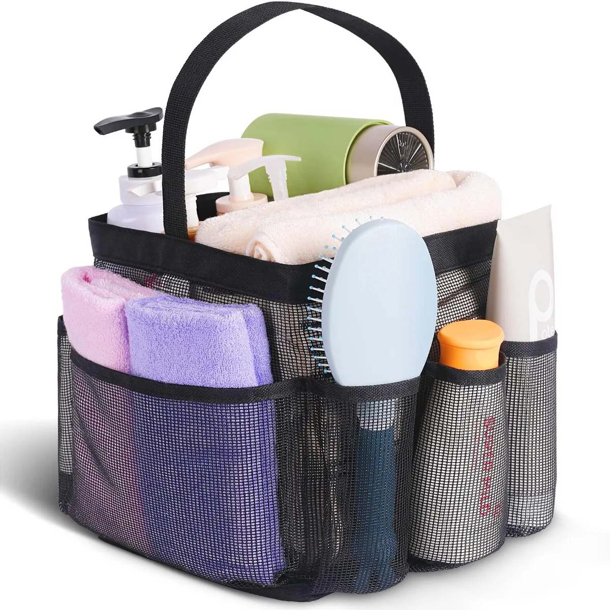  Akeir XYD-01 Mesh Shower Caddy Portable 8 Pocket All Black — product photo