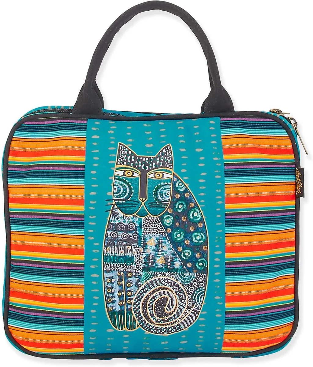 Sun 'N' Sand Sun 'N' Sand Laurel Burch Zara Black Cat with Stripes Cosmetic Travel Tote — product photo