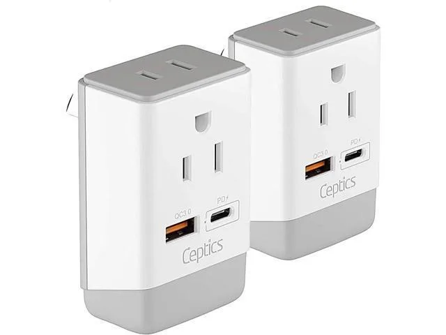 LORDWORLD LORDWORLD Type I Travel Adapter 2 Pack QC 3.0 PD 18W — product photo