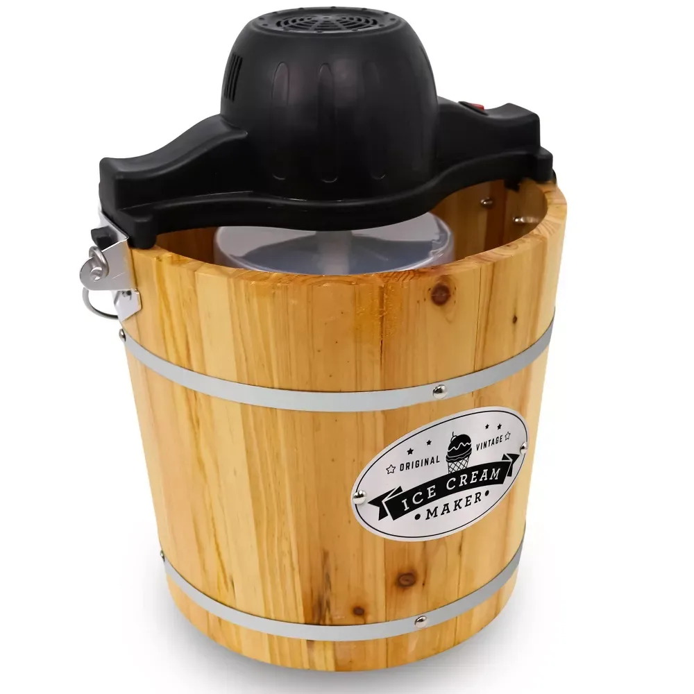 Elite Gourmet Elite Gourmet EIM205 4qt Pine Bucket Ice Cream Maker with Hand Crank — product photo