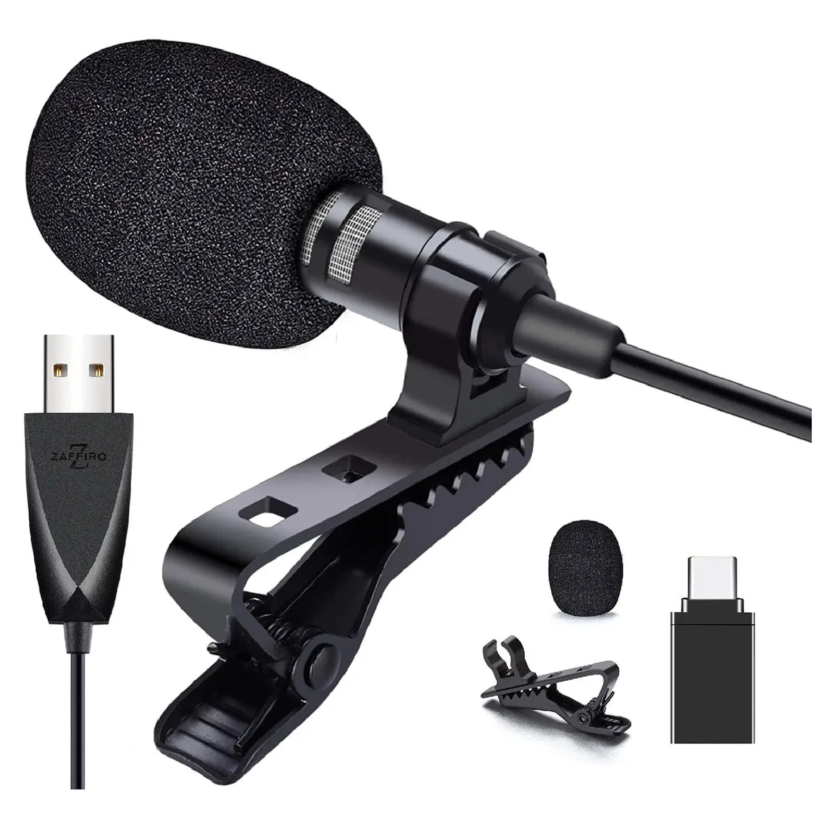  Z ZAFFIRO Lavalier USB Microphone Blue 20ft — product photo