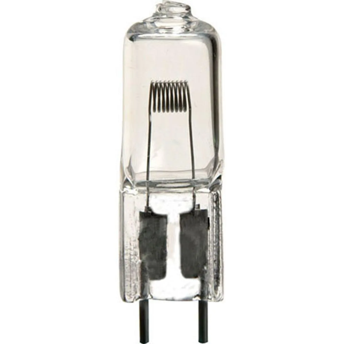 Clear glass halogen bulb with two-pin base