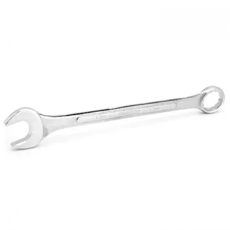 Chrome-finished jumbo combination wrench with offset box and open ends