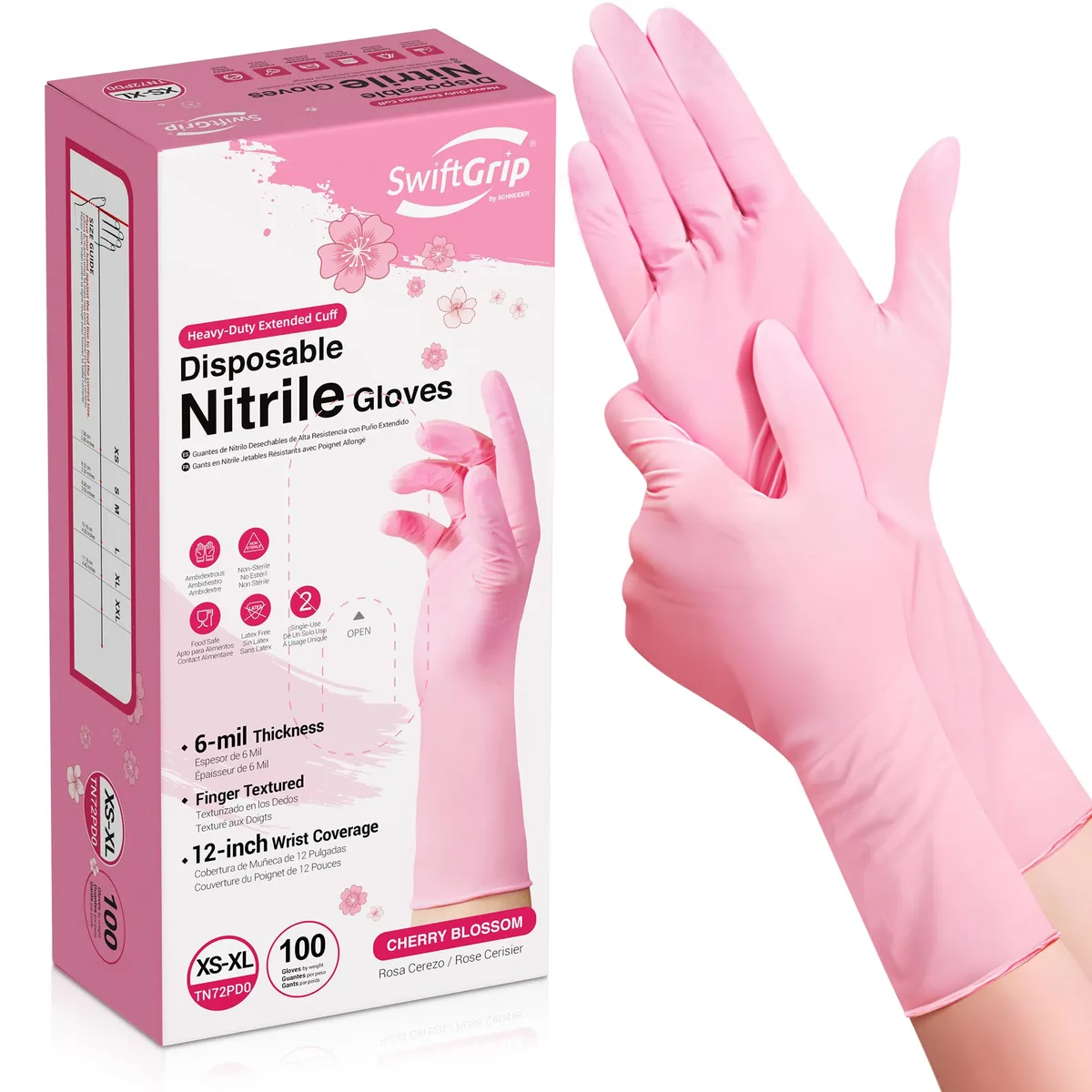 Box of 100 gray disposable nitrile gloves size 8