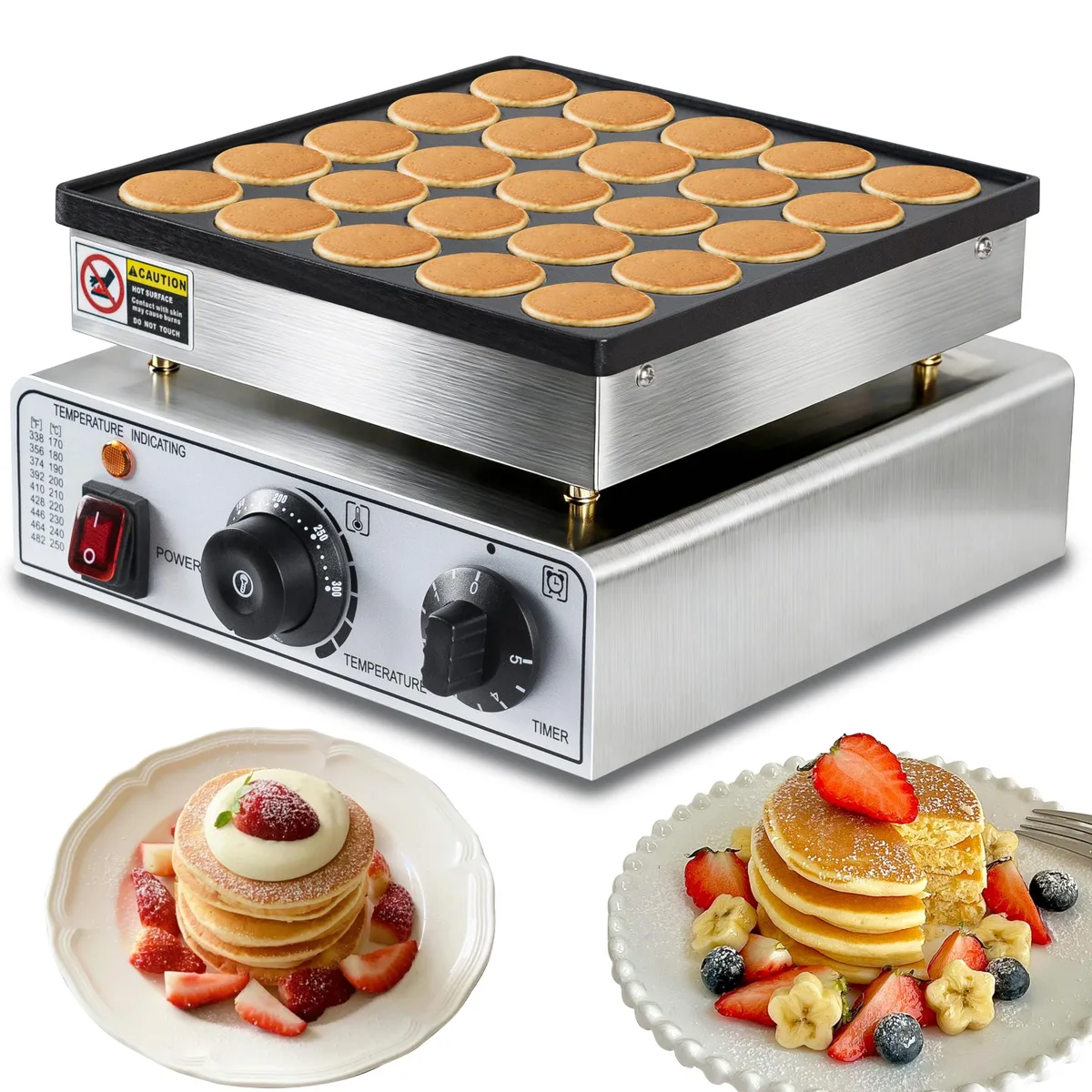  SIJIDING YD2240 25-hole Mini Dutch Pancake Maker 950W Silver — product photo