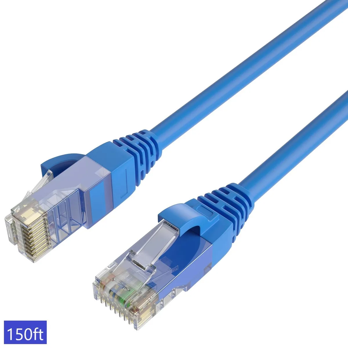 QualGear QualGear Cat 6 RJ45 Ethernet Patch Cable 150 ft Blue Shielded — product photo