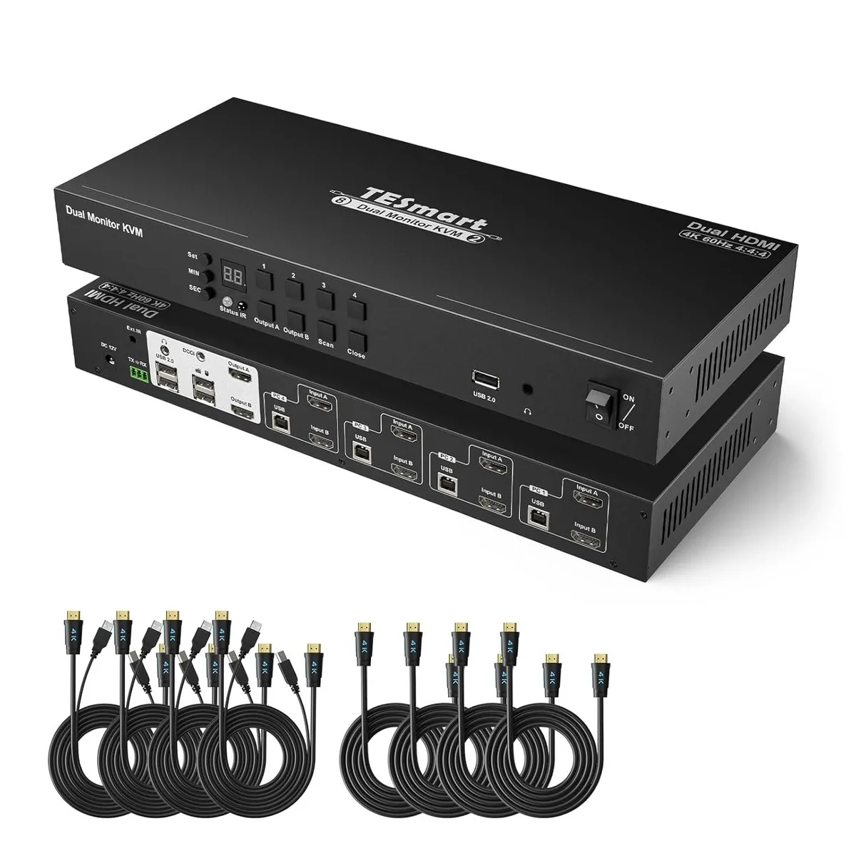 suranus suranus KVM Switch 4 Computers 2 Monitors 4K@30Hz EDID — product photo